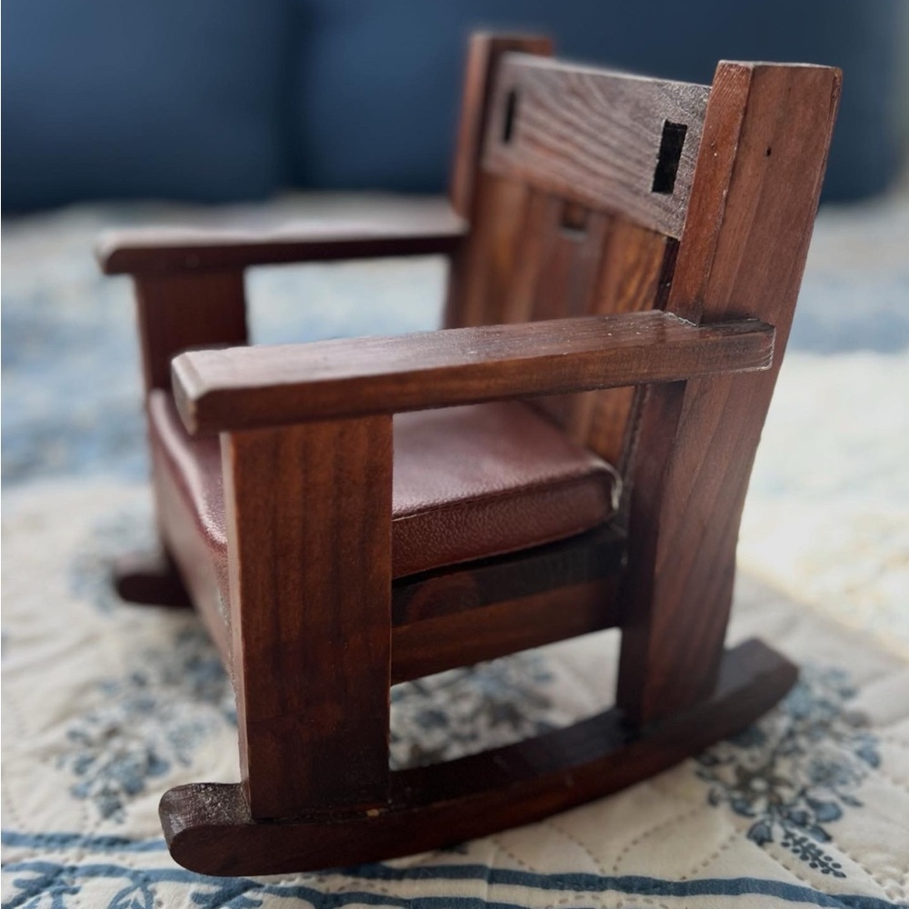 Miniature Mission-Style Wooden Rocking Chair